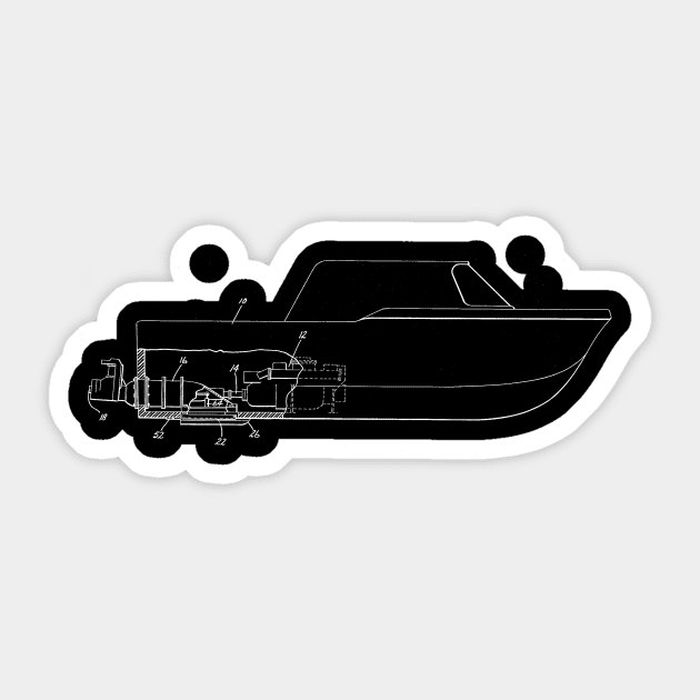 Water Jet Propelled Vintage Patent Hand Drawing Sticker by TheYoungDesigns